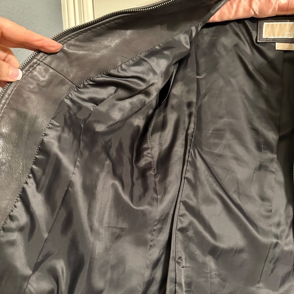 Michael Kors Gray Leather Moto Jacket - Size Small - Picture 8 of 10